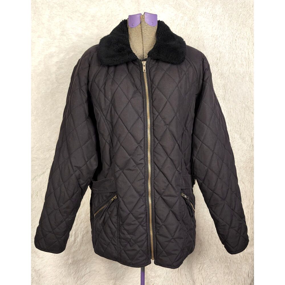 Neyelle Vintage Y2K Sherpa Collar Quilted Aviator Jacket Fall Coat Black Size M